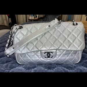 CHANEL 2014 JUMBO QUILTED PERFORATED FLAP BAG